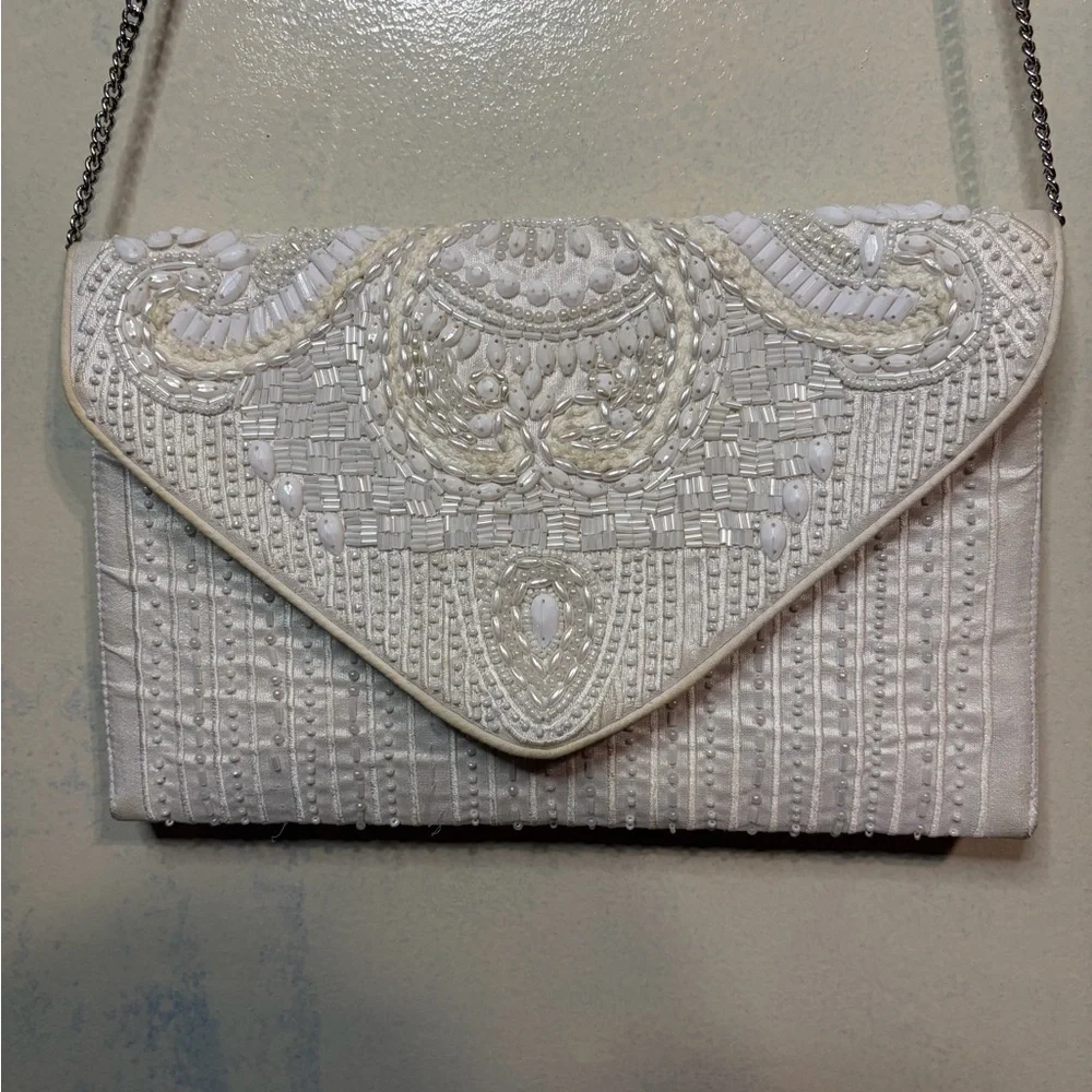 Lulus beaded crossbody clutch purse boho wedding bridal bride bachelorette - Picture 2 of 7